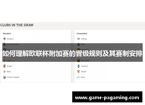 如何理解欧联杯附加赛的晋级规则及其赛制安排